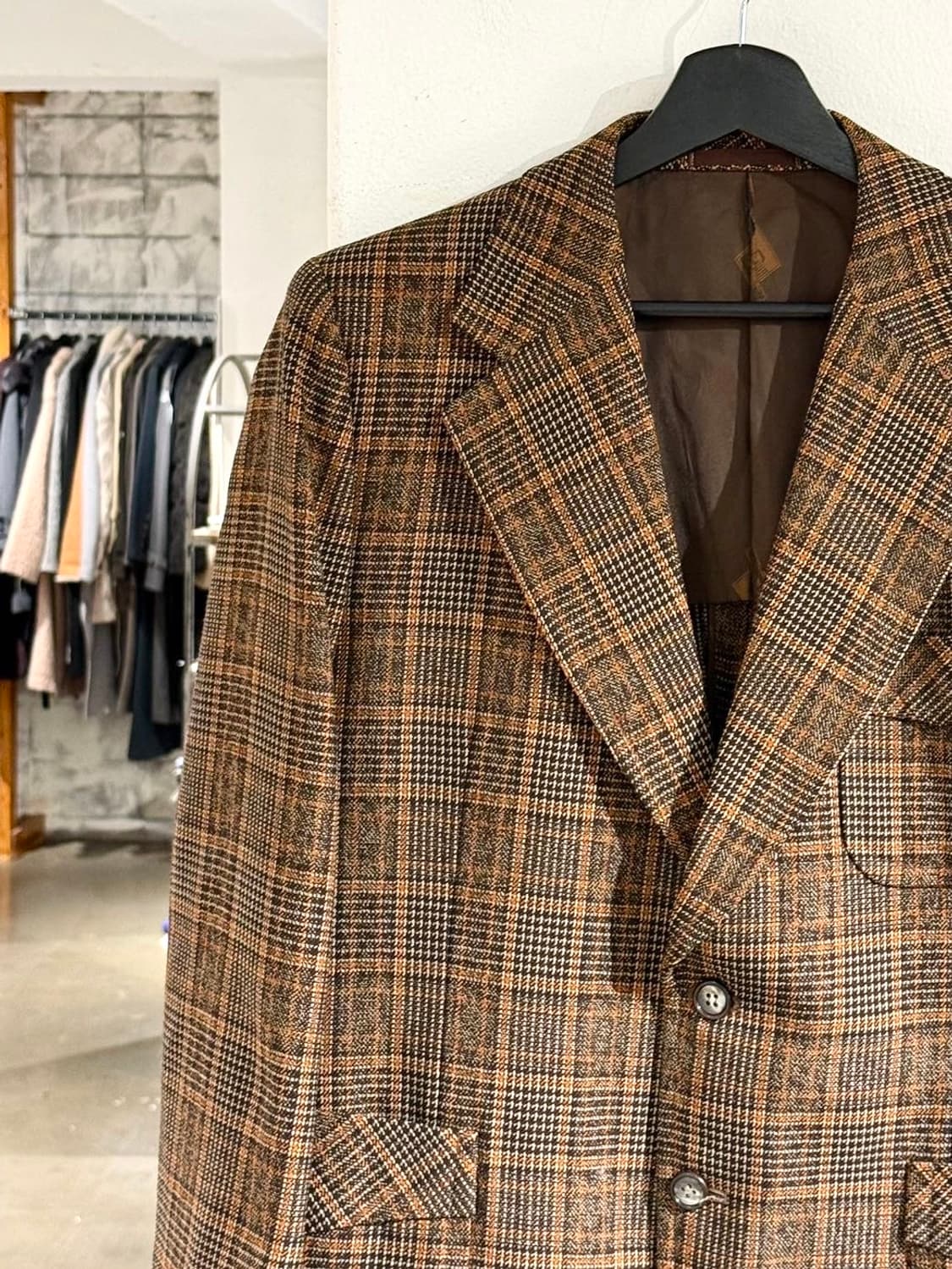 랑방 브라운 체크 울 블레이저 자켓 상품이미지2