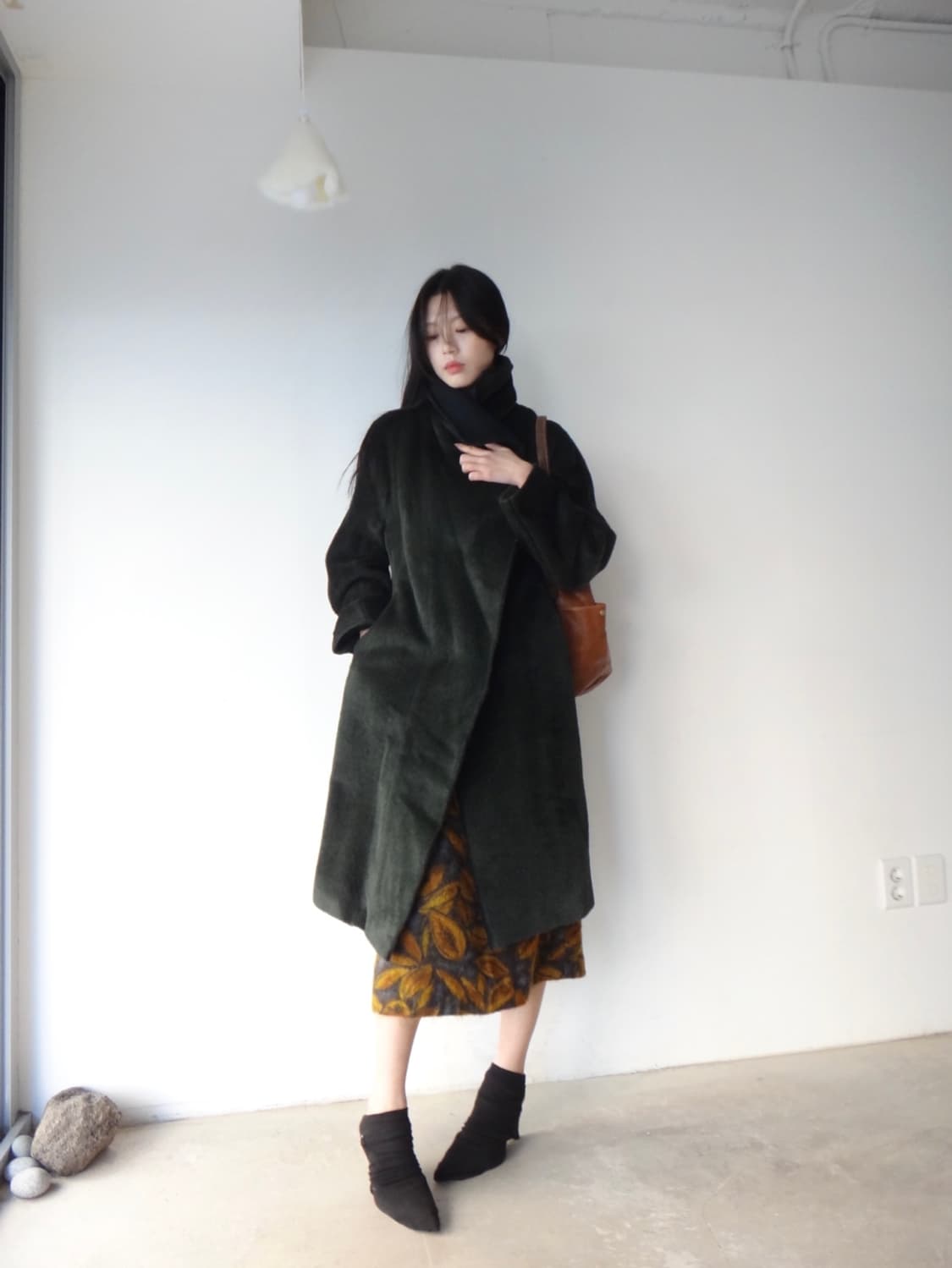 TIME neck drape wool coat / khaki 상품이미지1