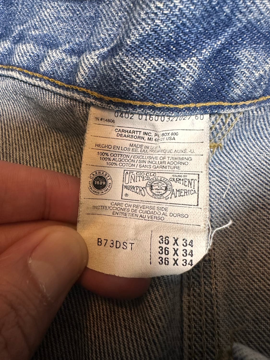 OG 빈티지 칼하트 더블니 데님 워크팬츠 B73 DST 상품이미지5