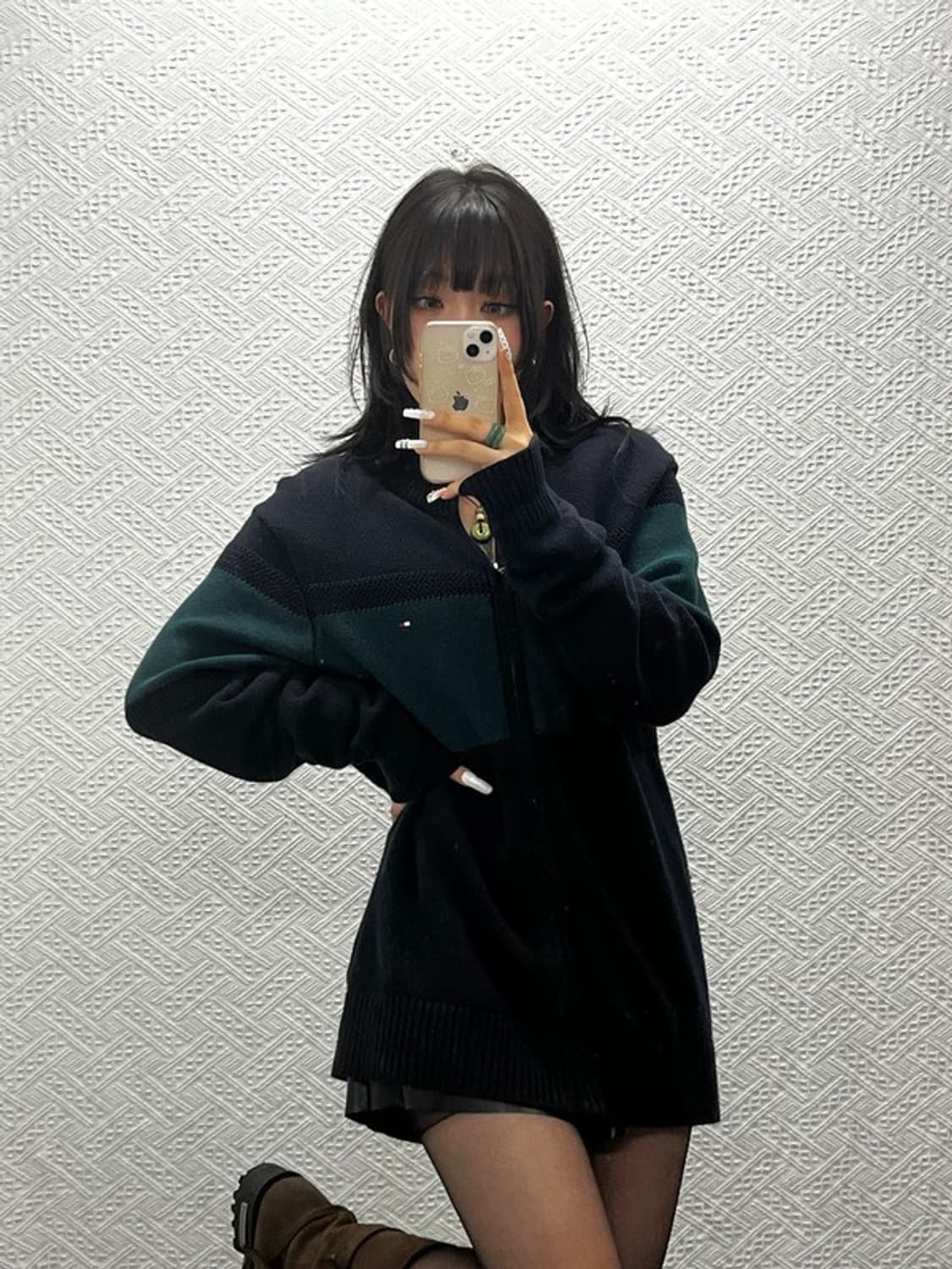 타미힐피거 컨트리 레트로 딥그린 니트 집업 가디건 100 C10860 상품이미지1