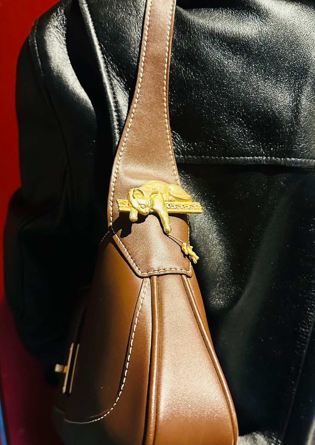 CDSD 소가죽 가방 빈티지 고양이 브로치 상품이미지3