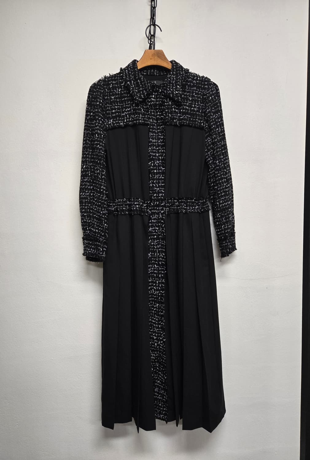 한섬 랑방 LANVIN 블랙 트위드 롱 원피스 상품이미지1