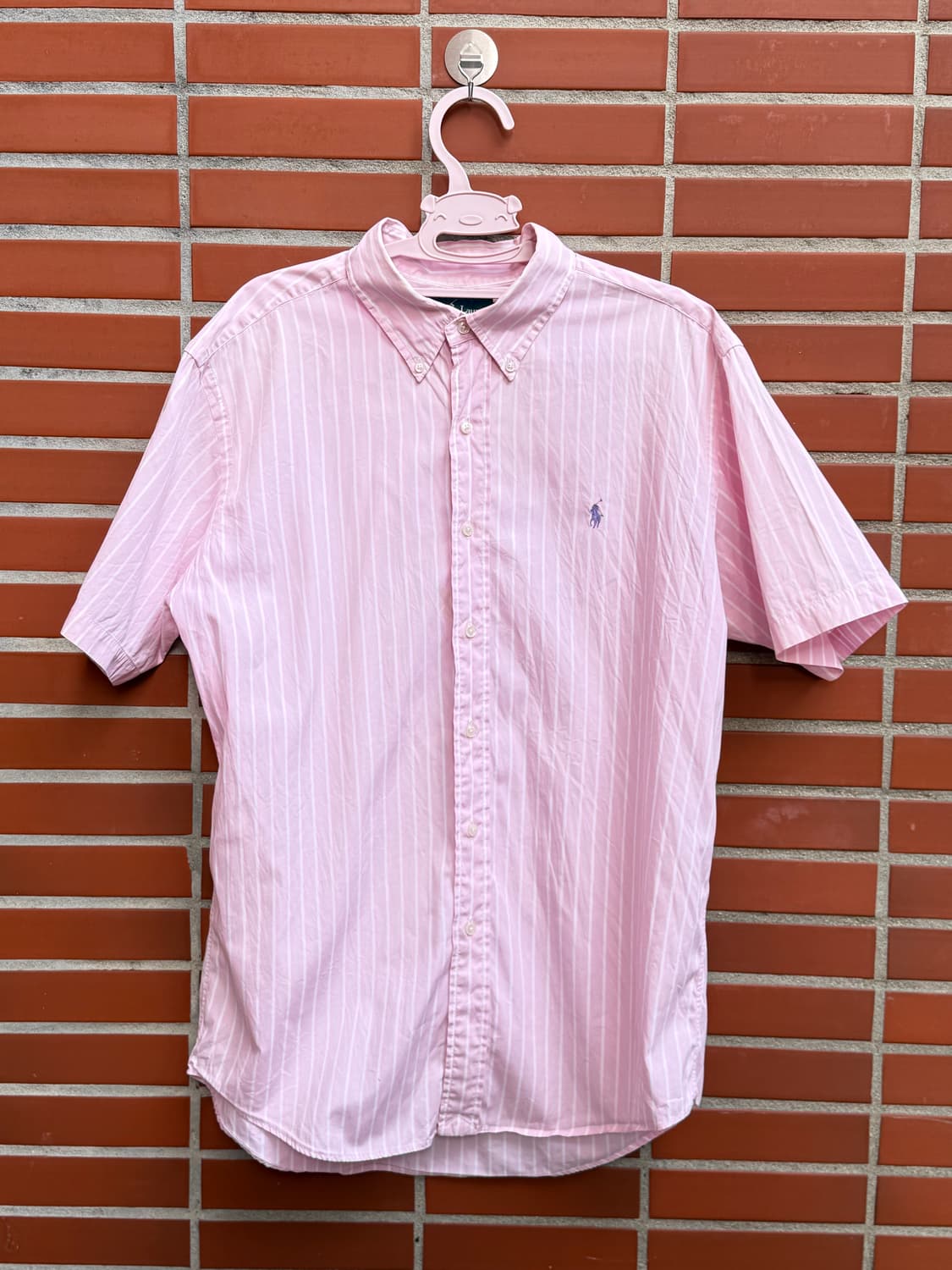 폴로 랄프로렌 핑크 스트라이프 반팔 셔츠 상품이미지1