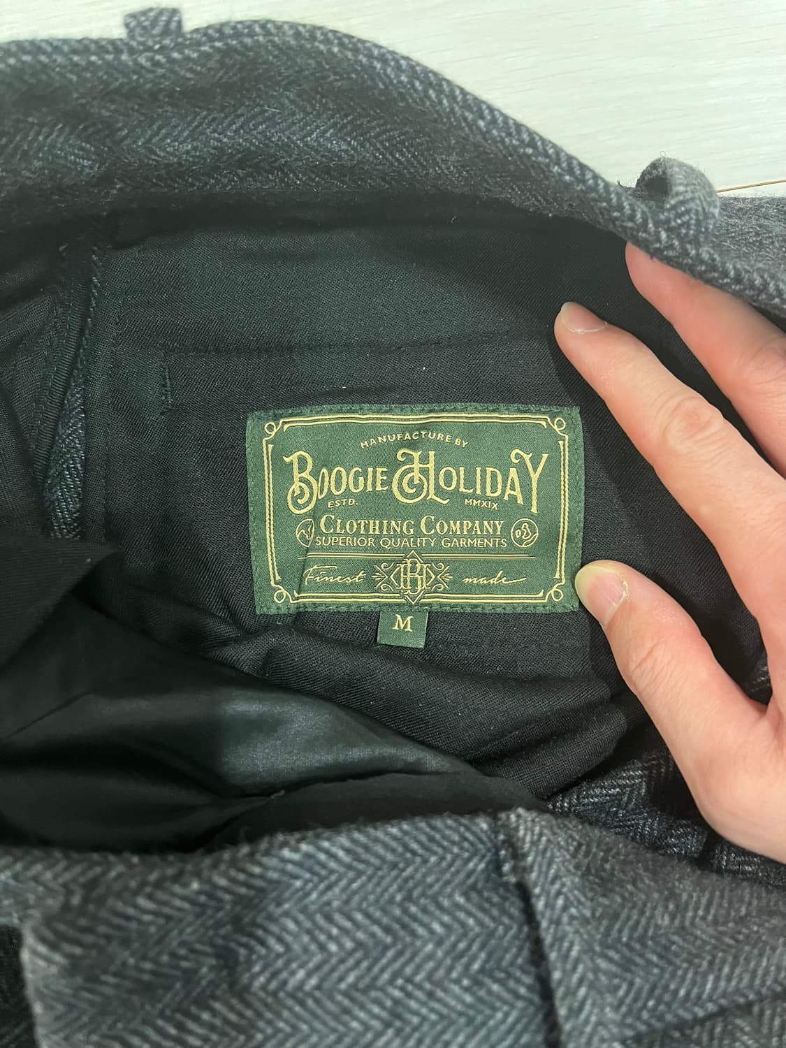 부기홀리데이 울 헤링본 팬츠 M 상품이미지10