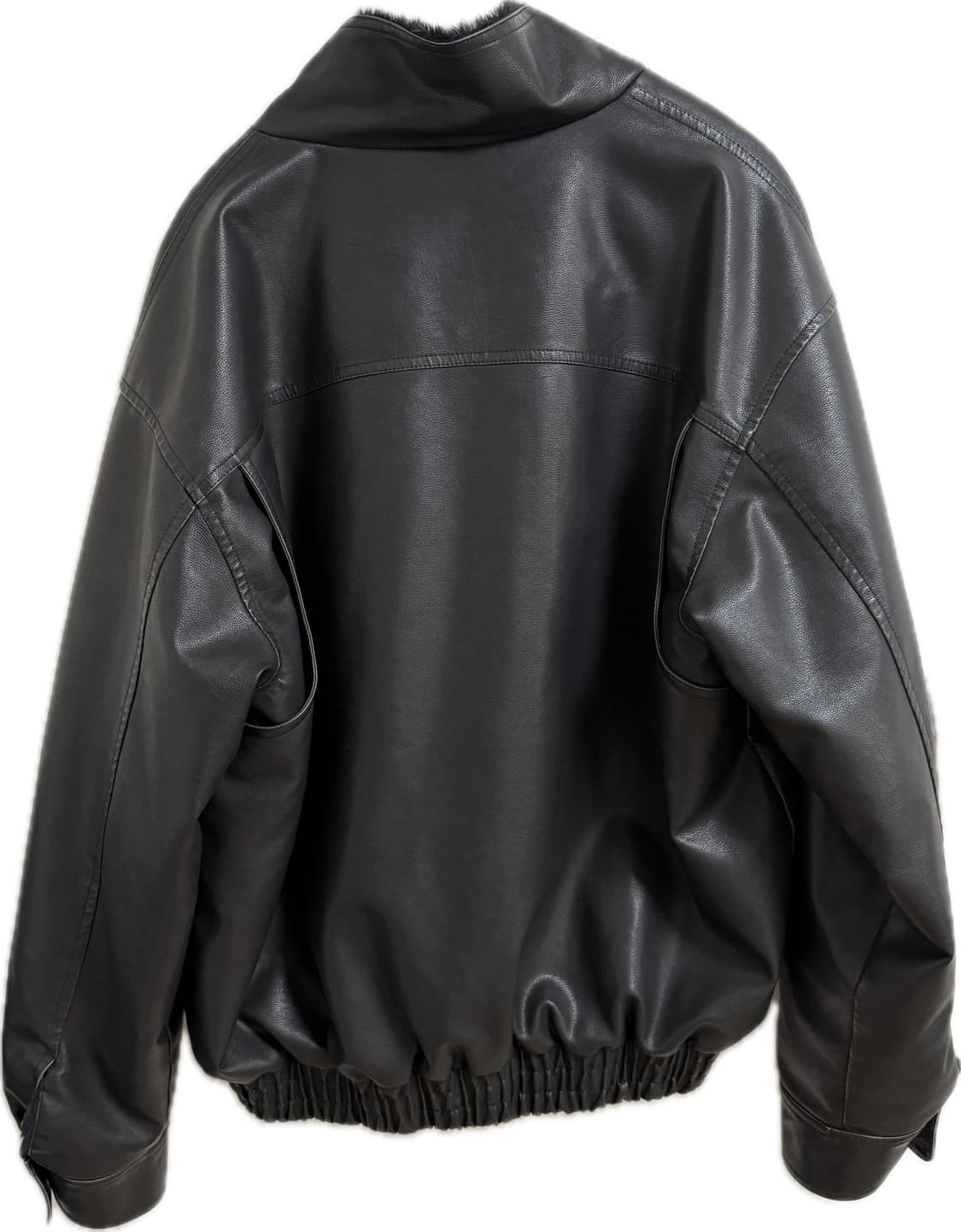 라우코하우스 퍼 라이딩 레더 블루종 점퍼 블랙 상품이미지5