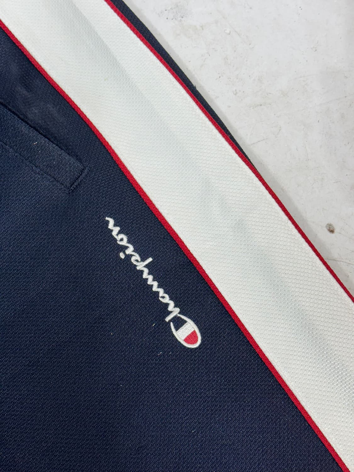 챔피온 네이비 와이드 화이트 사이드 라인 추리닝 바지 트레이닝 팬츠 L 상품이미지6