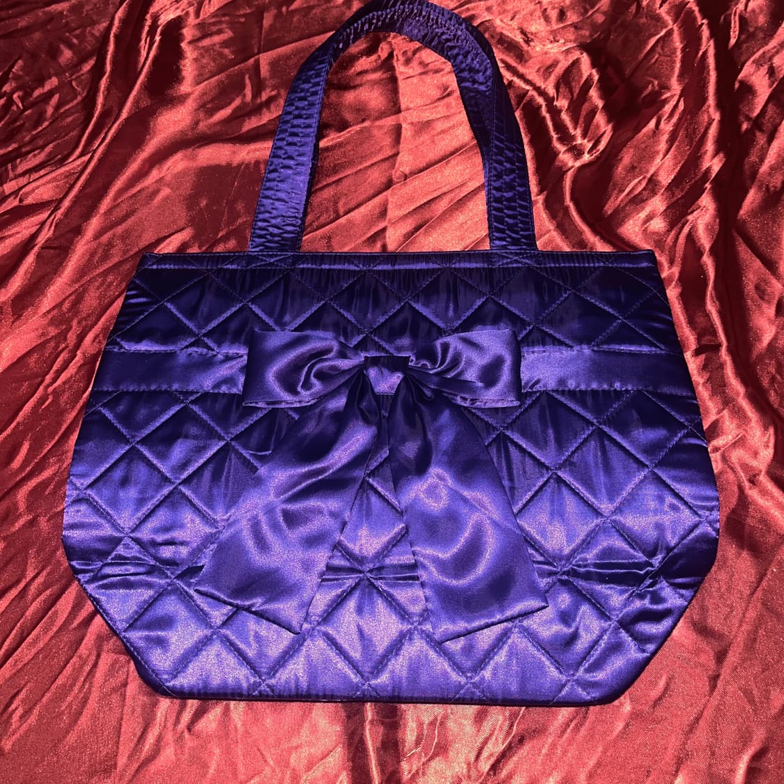 리본 퍼플 핸드백 갸루 고딕 고스 Naraya 상품이미지1