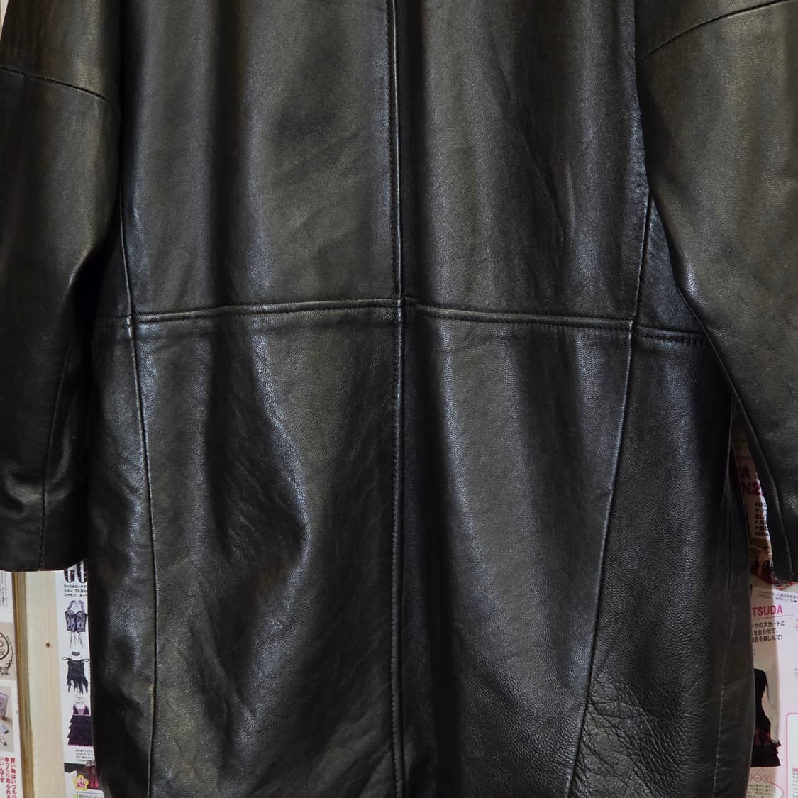 JPN 리얼레더 원버튼 가죽 코트 상품이미지9