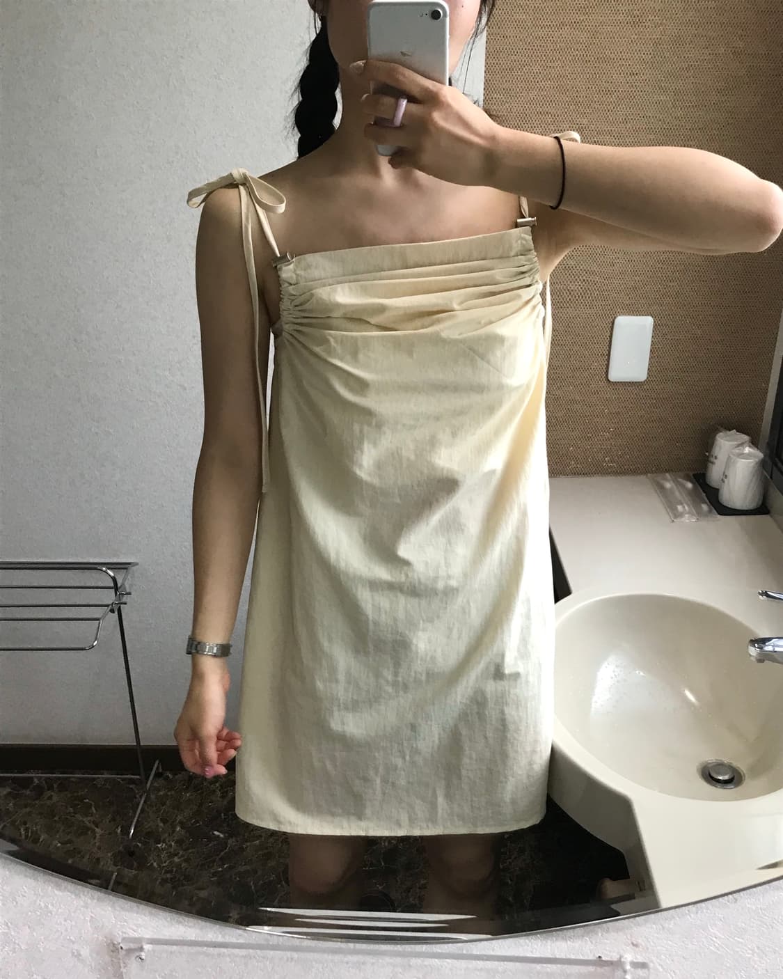 나일론 셔링 스트링 원피스 상품이미지3