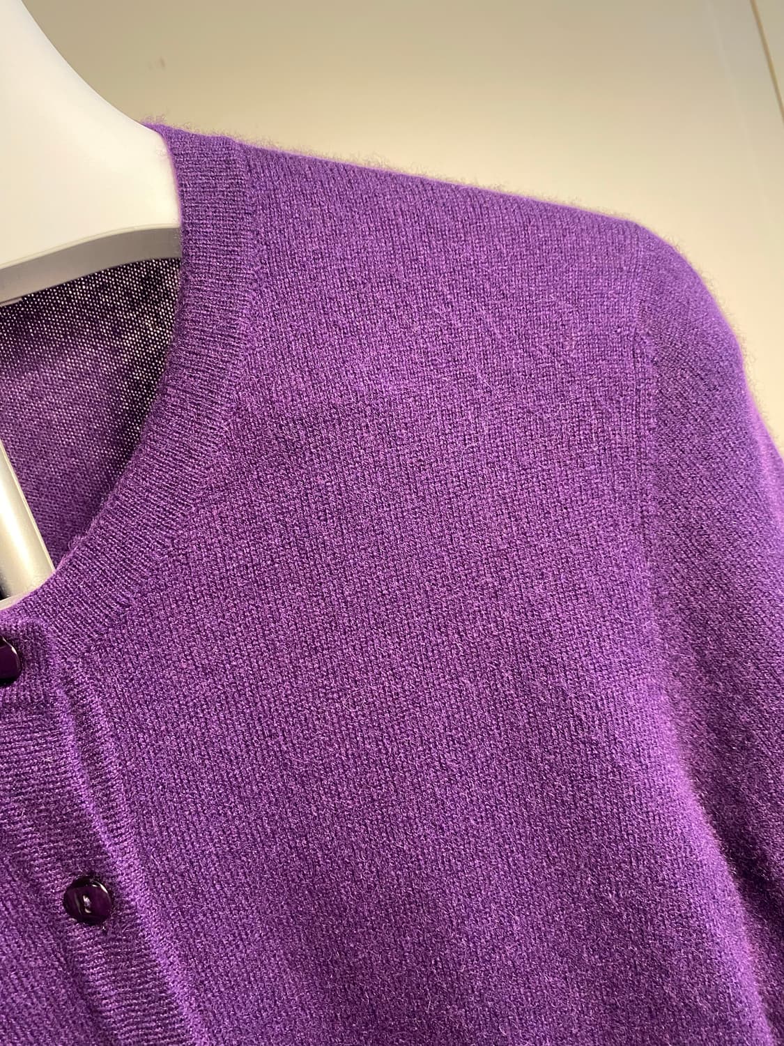 DECORO 캐시미어 100%가디건 퍼플 L 상품이미지3