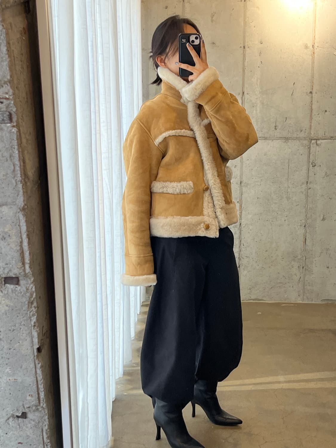 90s MASSINI EXCLUSIVE 리얼 양가죽 시어링 자켓 상품이미지2