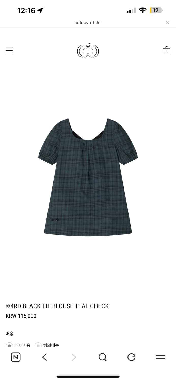 콜로신스 블랙 타이 블라우스 틸 체크 상품이미지1