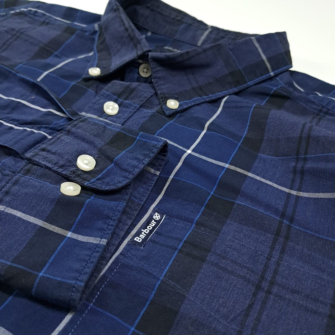CL746 XL 바버 네이비 클래식 타탄 체크 네이비 셔츠 남방 상품이미지4