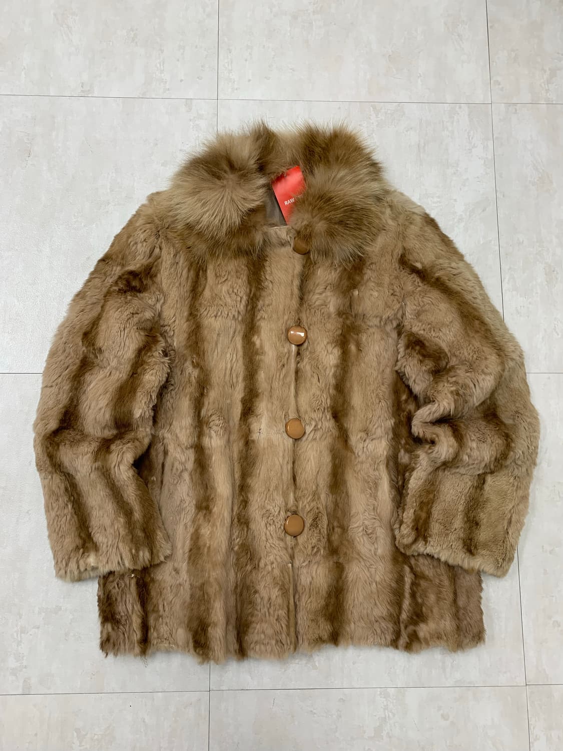 브라운 스트라이프 퍼 자켓 #01 상품이미지1