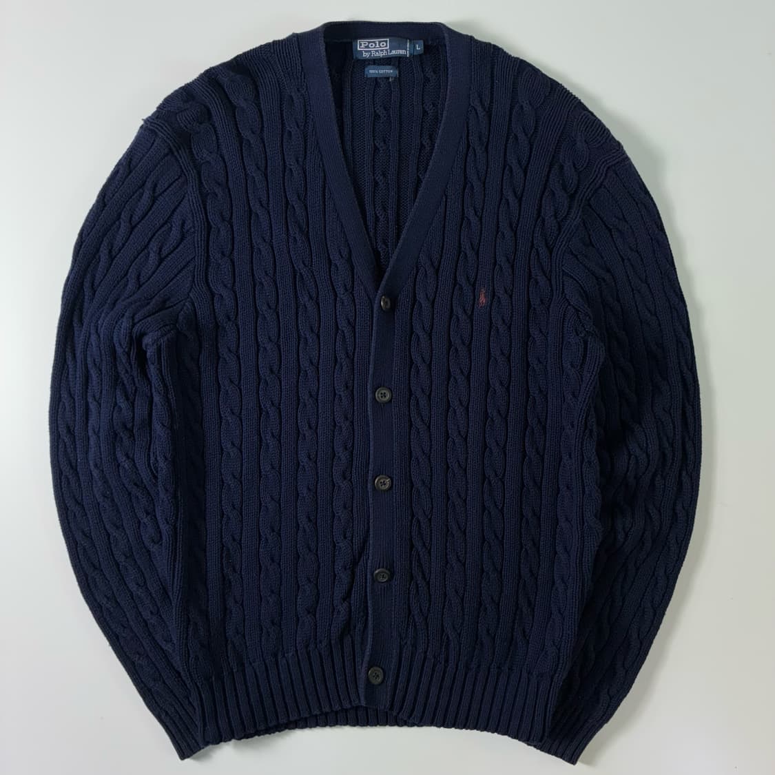Polo  폴로 랄프로렌 자수 코튼 네이비 꽈배기 니트 가디건  상품이미지1