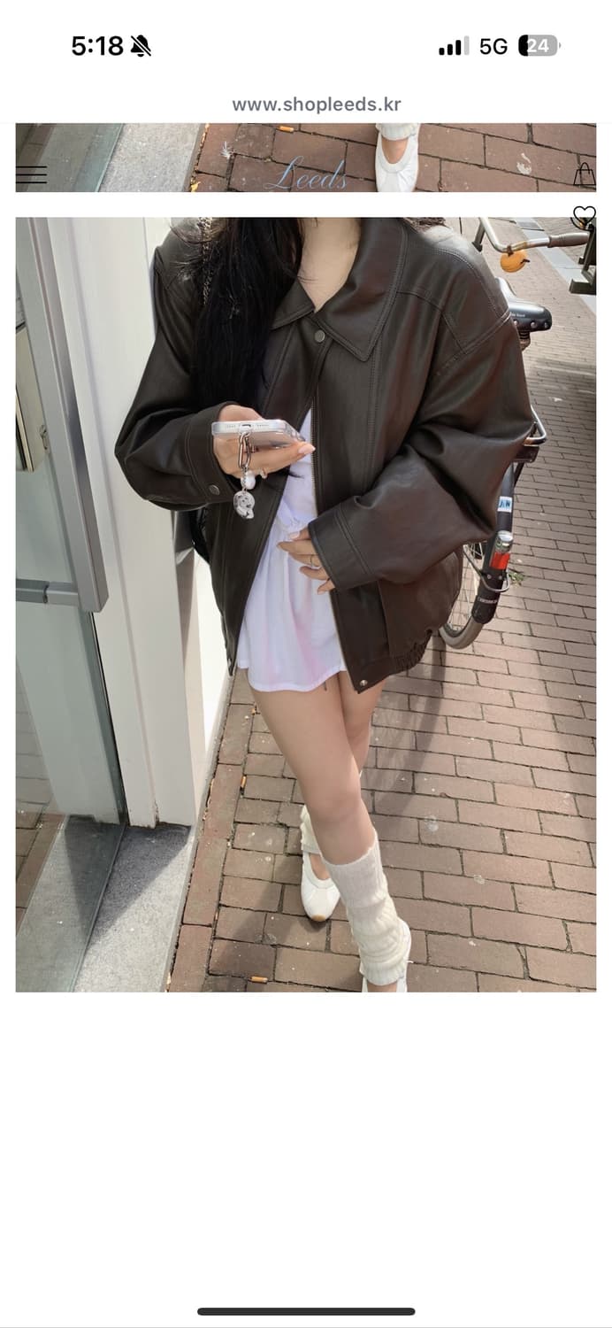 리즈(leeds) 브라운 레더자켓(새상품) 상품이미지3