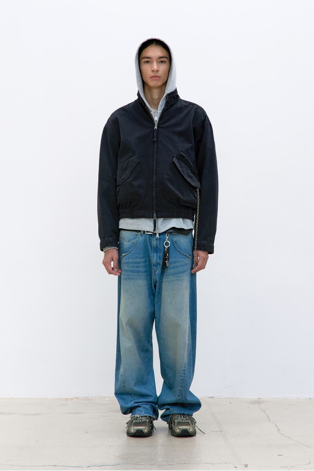 쿠어 카치온 워시드 트리밍 카라 점퍼 (워시드블랙) 상품이미지2