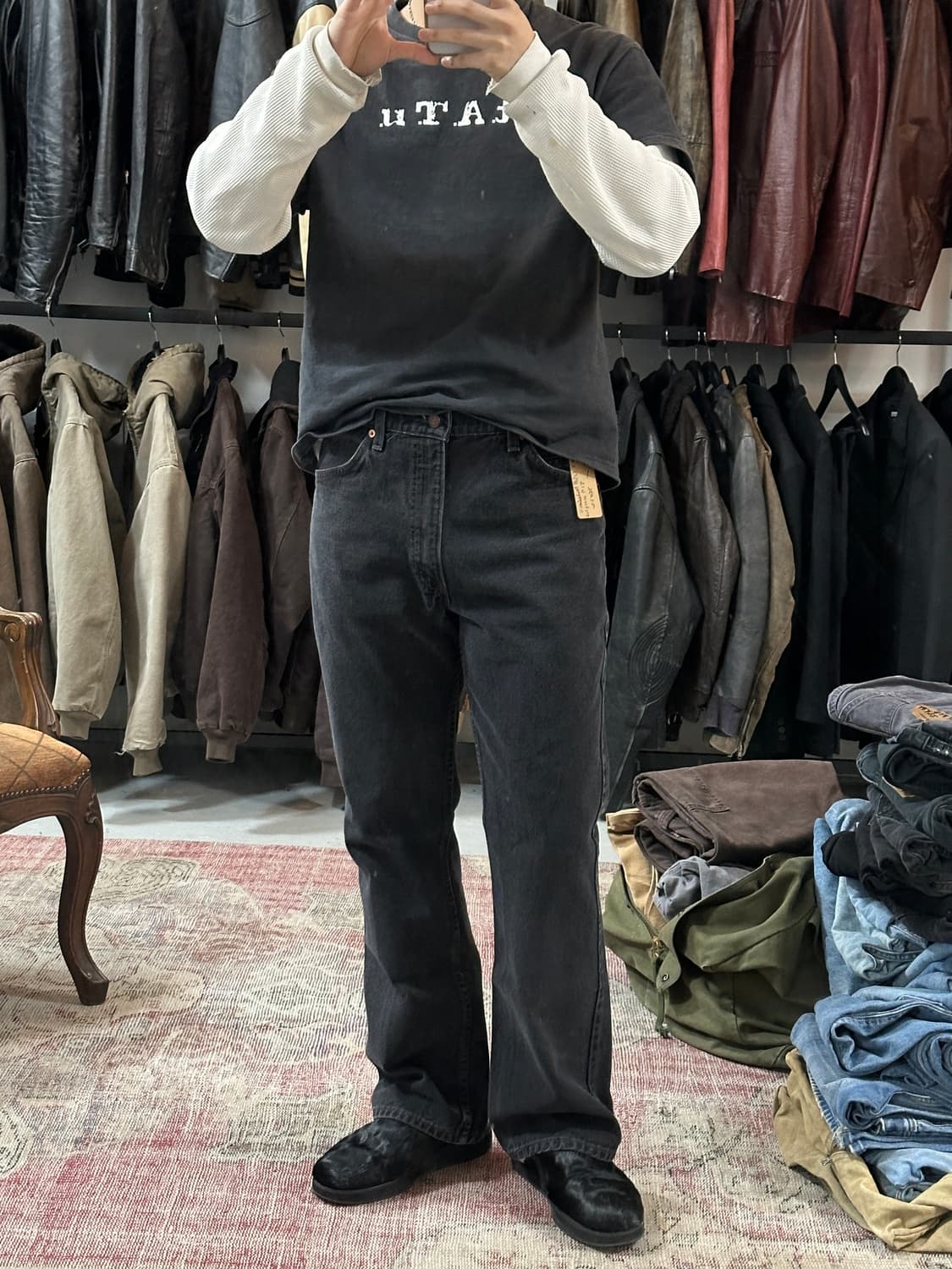 90’s USA Made 리바이스 517 블랙 오렌지탭 부츠컷 상품이미지2