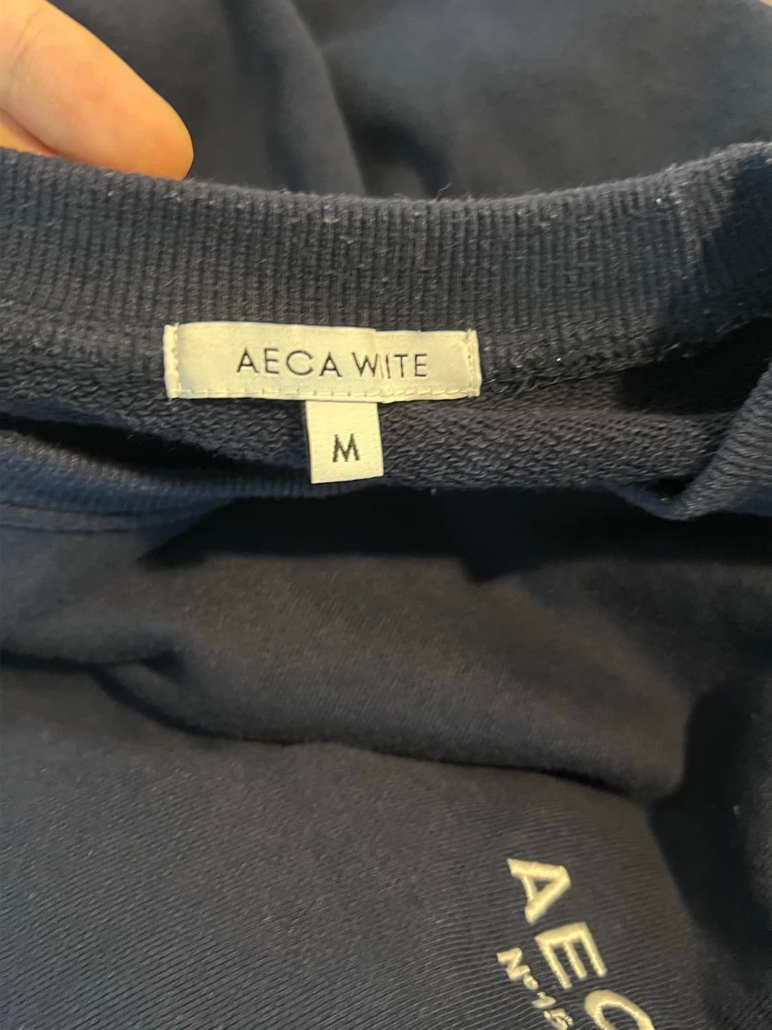 (M)100사이즈 에이카화이트 스웨트셔츠 맨투맨 네이비 상품이미지3