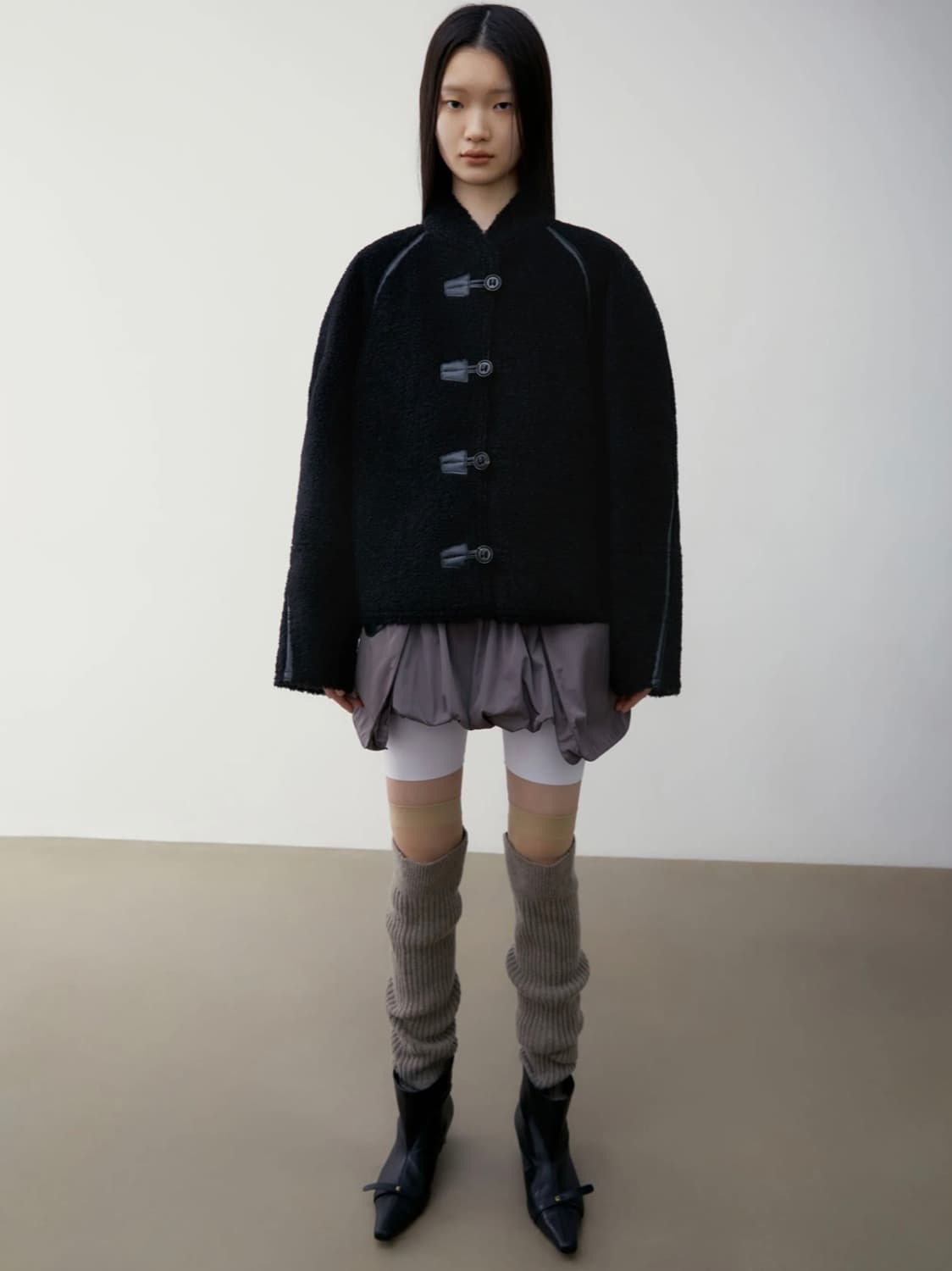 로우클래식 시어링 리버시블 코트 블랙 S 상품이미지2