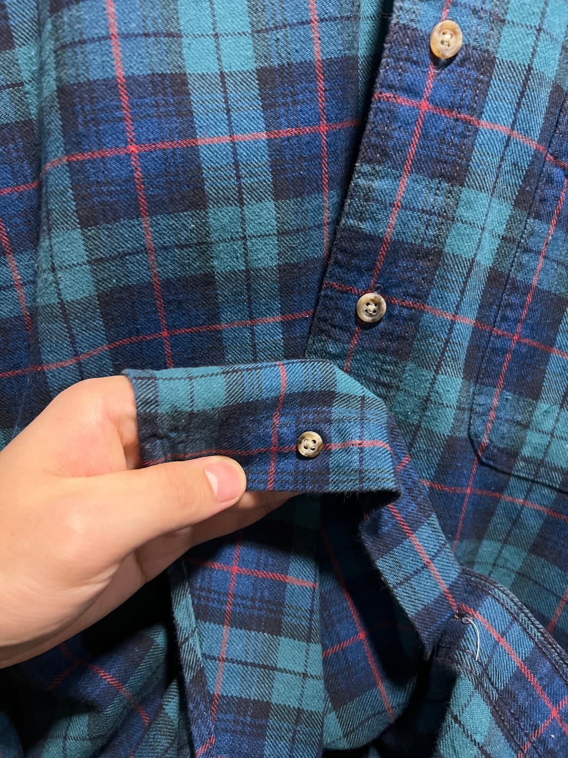 [S]90's L.L.Bean 엘엘빈 USA Made 그린 타탄체크 셔츠 상품이미지6