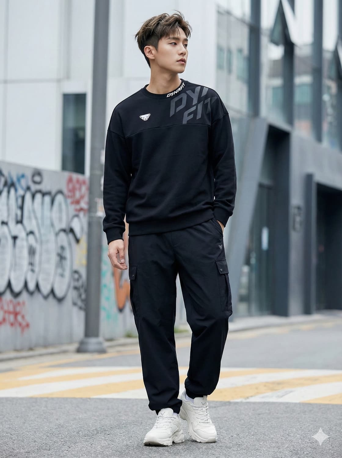 다이나핏 블랙 로고 맨투맨 티셔츠_S 상품이미지1