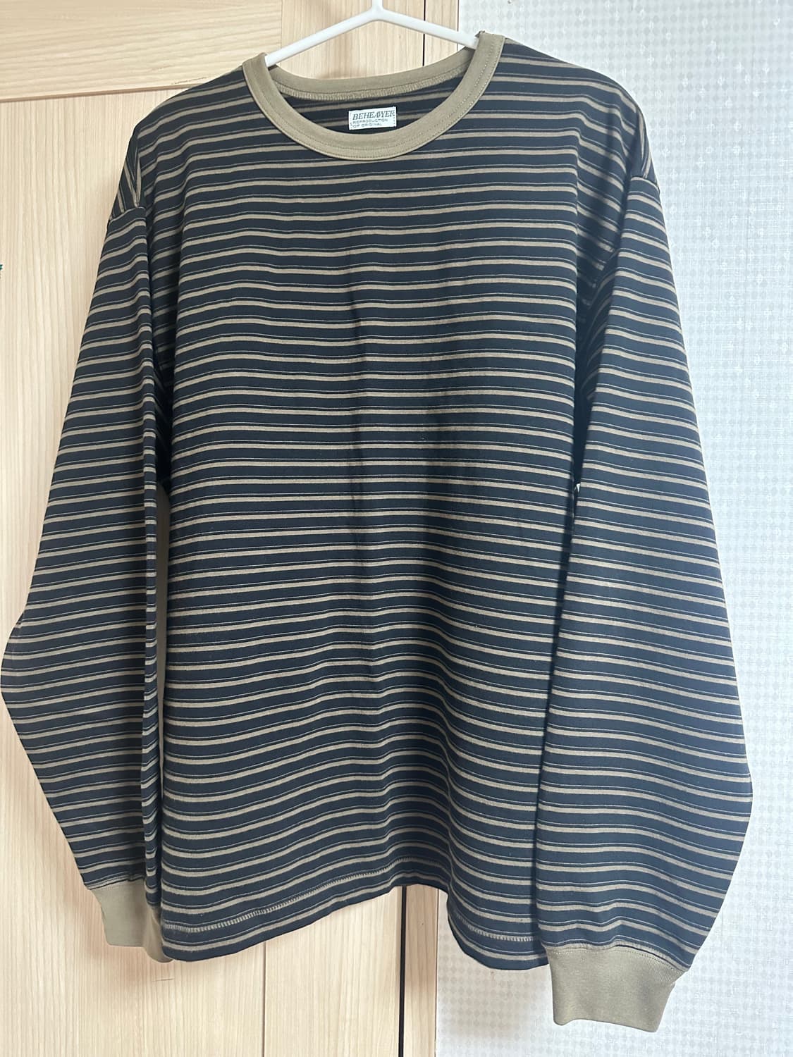 비헤비어 스트라이프 롱슬리브(블랙/올리브) 2사이즈 상품이미지3