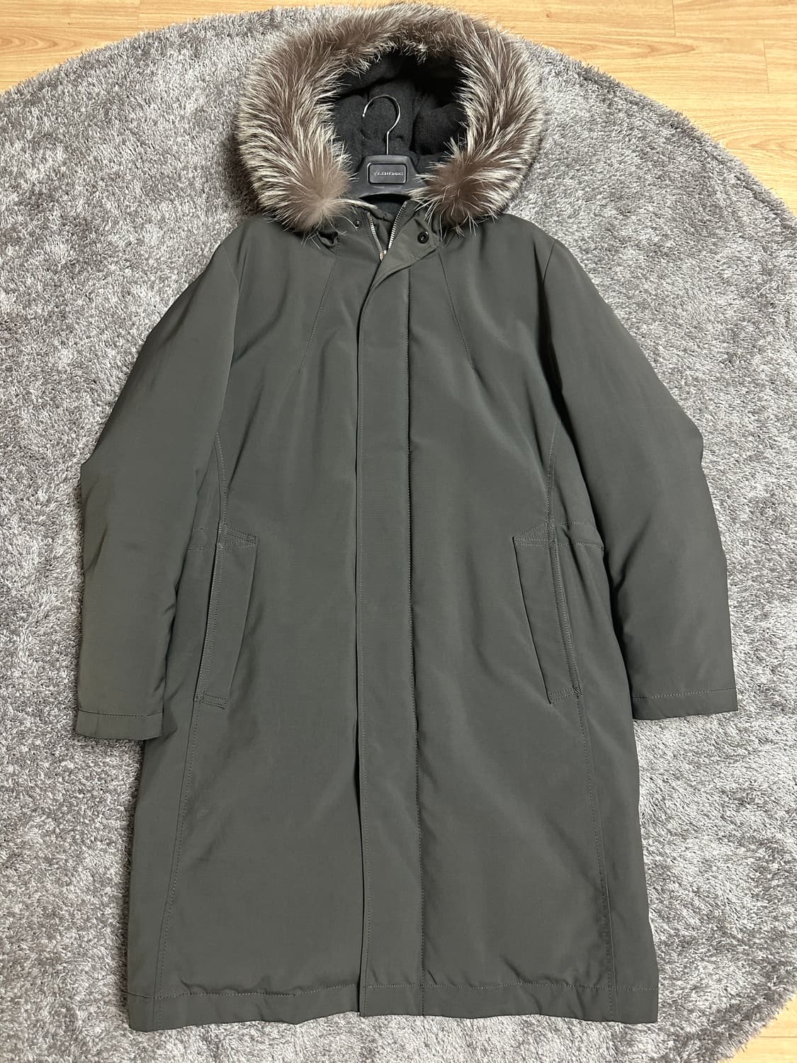 반하트 폭스퍼 구스다운 패딩 코트 카키 100 사이즈 상품이미지1