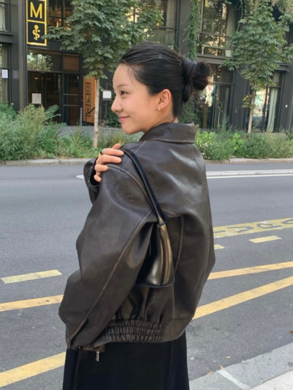 커브드 레더 자켓 상품이미지3