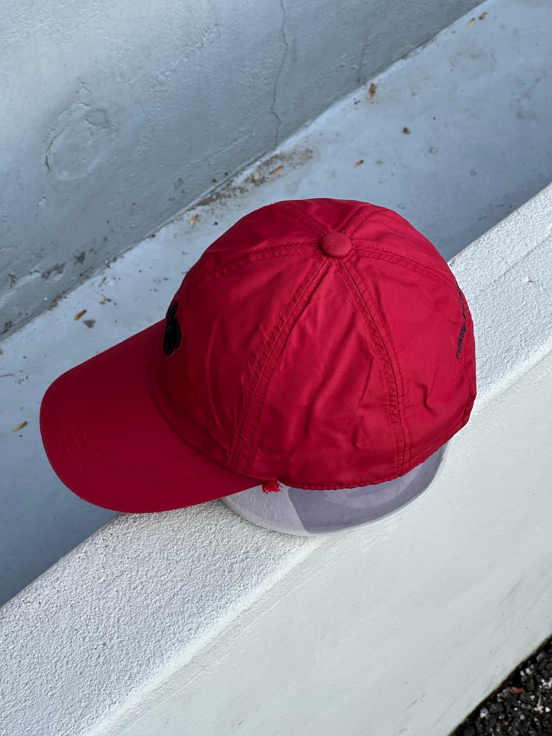 [M] 뉴발란스 로고 레드 나일론 볼캡 모자 상품이미지3