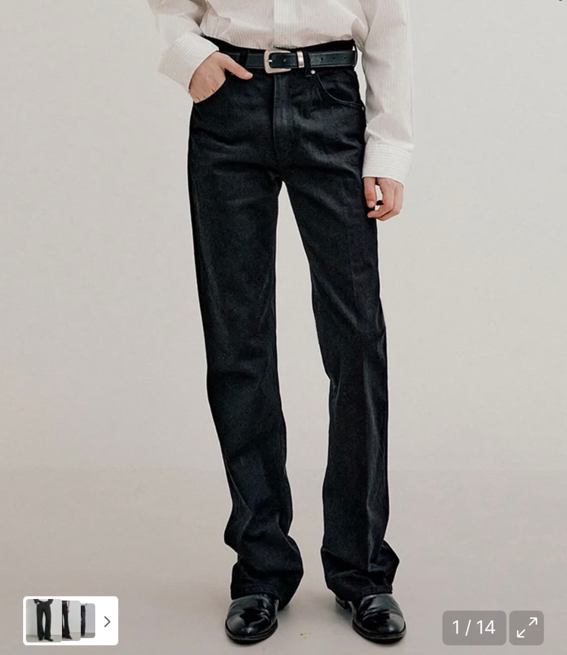 엘무드 아키라 플레어 데님 퓨어블랙 48사이즈 상품이미지1