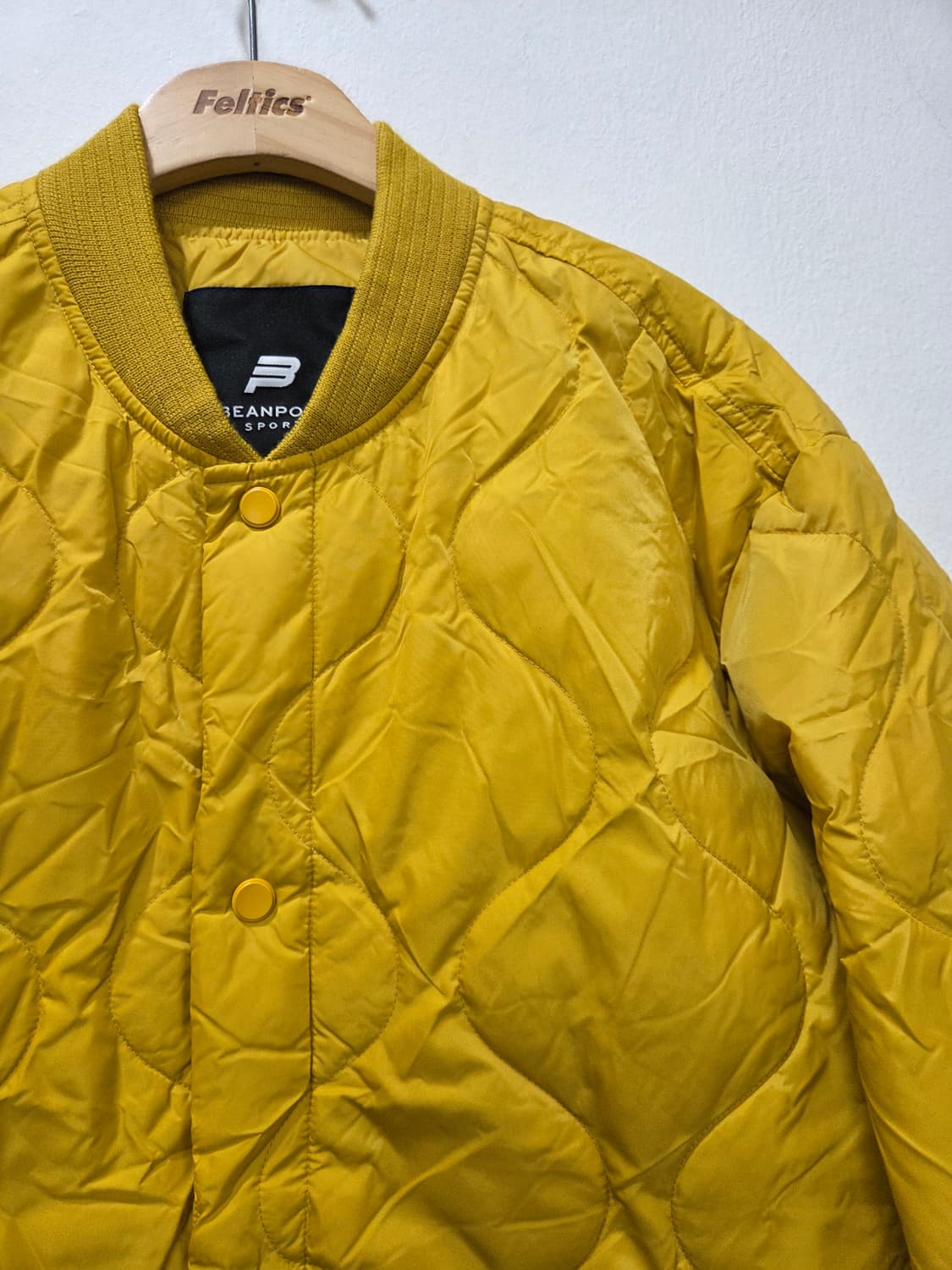 빈폴 스포츠 퀼팅 패딩 점퍼 옐로우 봄버 스타일 상품이미지2