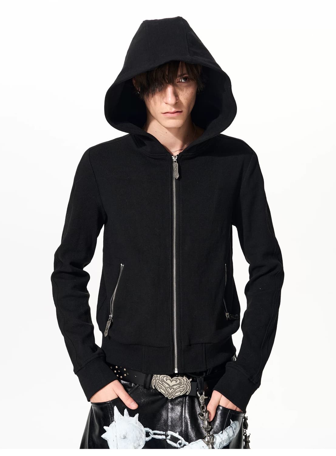 Skull Cross Embellished Hoodie 상품이미지4