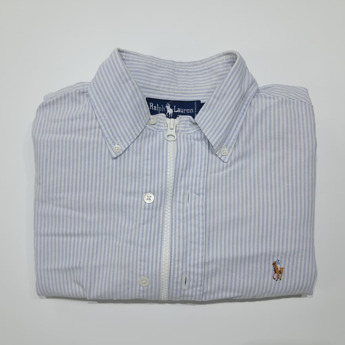 CK068 FREE 폴로 90s 리메이크 클래식 블루 스트라이프 크롭  상품이미지6