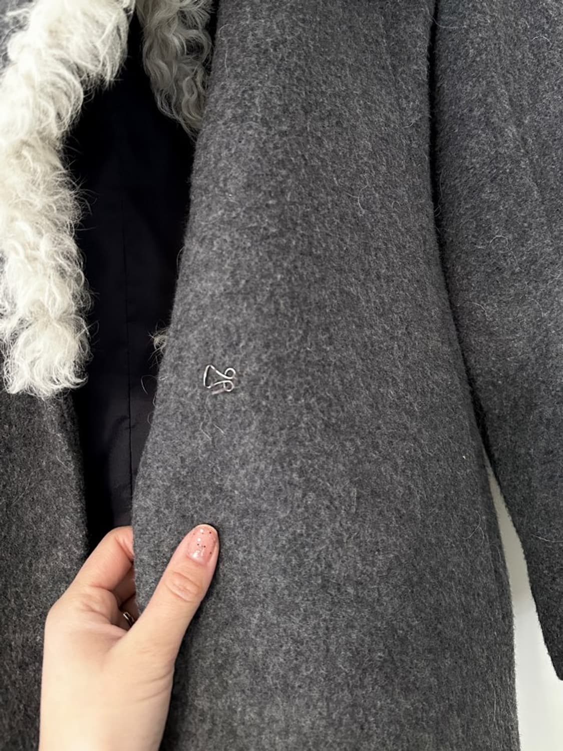 THEORY curly fur cashmear coat / grey 상품이미지4