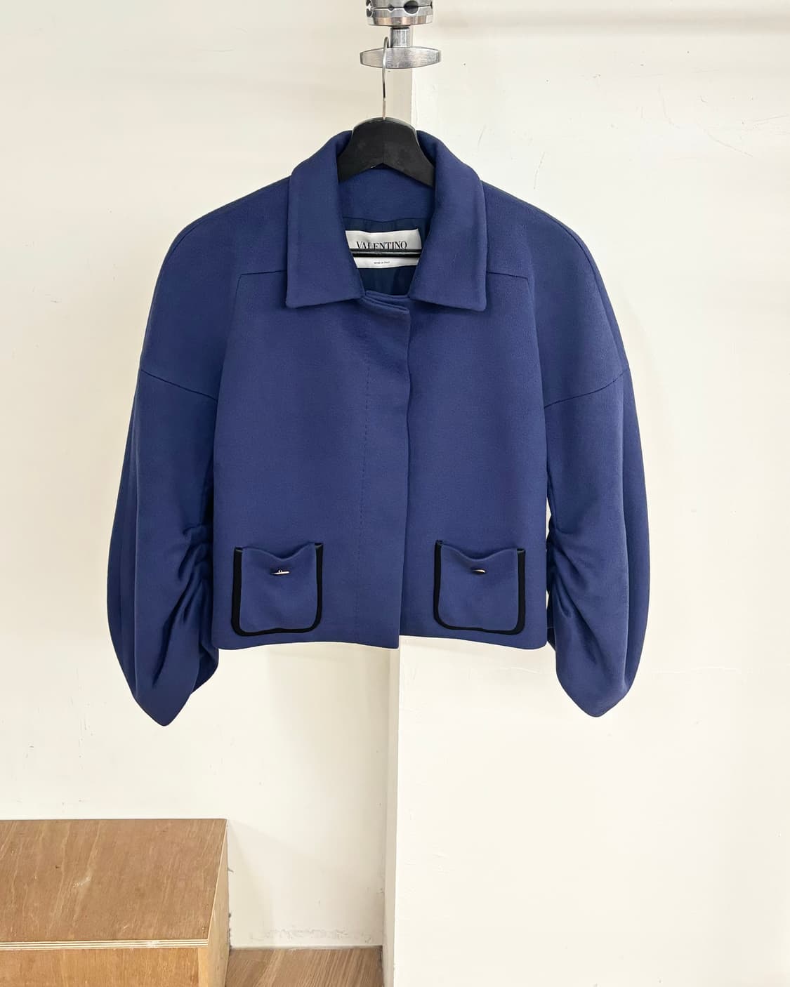 발렌티노 딥 블루 더블 레이어 울 캐시미어 숏 자켓 상품이미지1