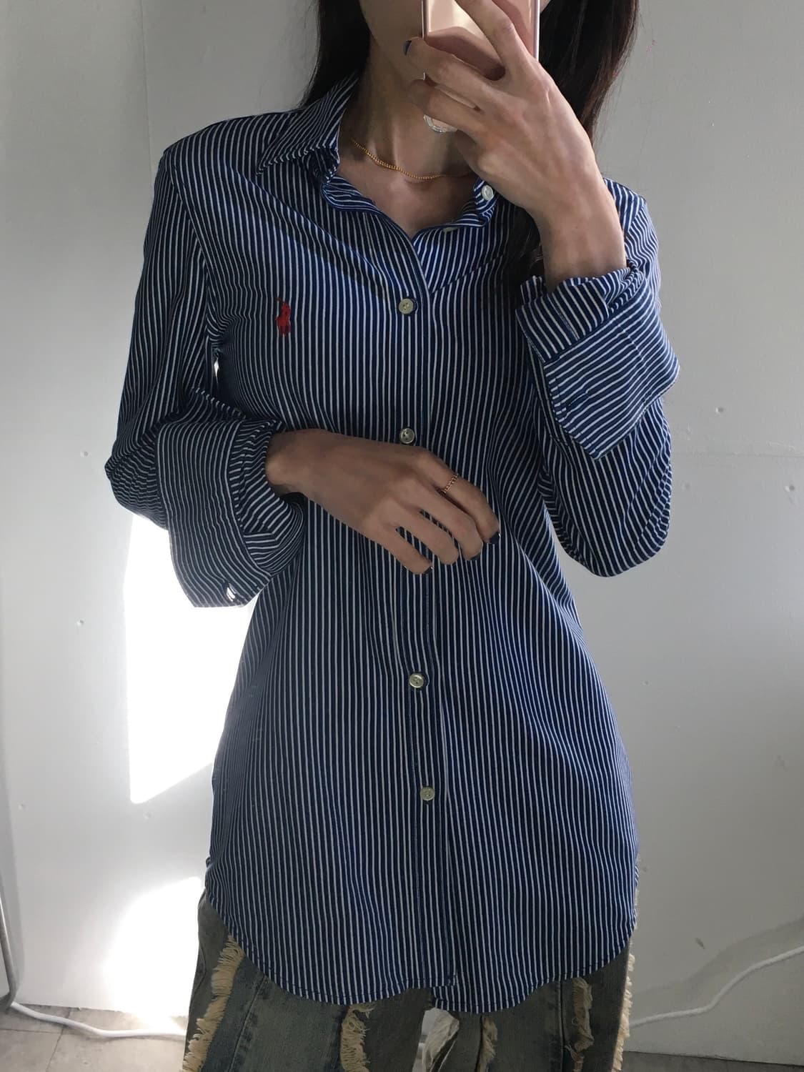 폴로 랄프로렌 가슴로고 스트라이프 셔츠 상품이미지1