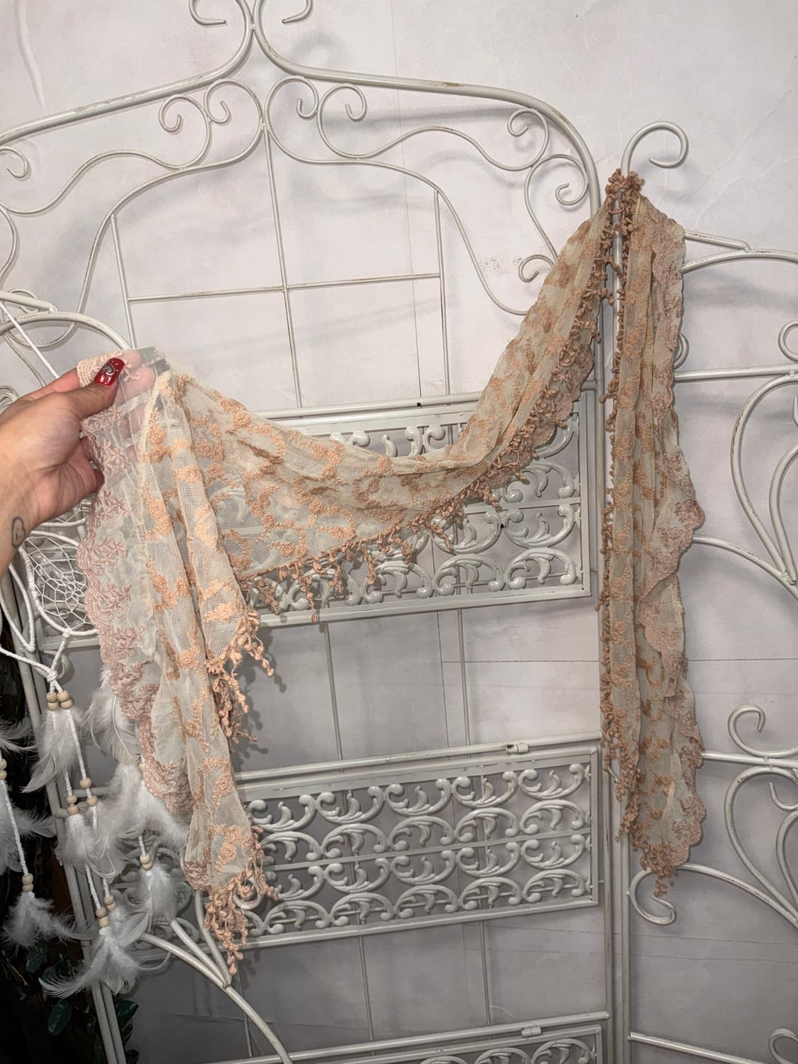 Beige floral lace scarf 상품이미지2
