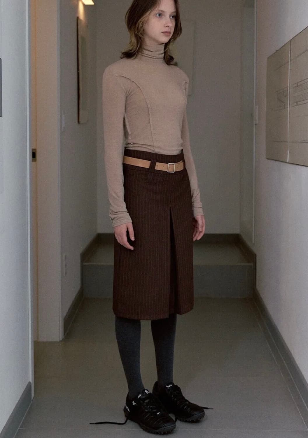 시눈 semi rise stripe midi skirt 상품이미지1