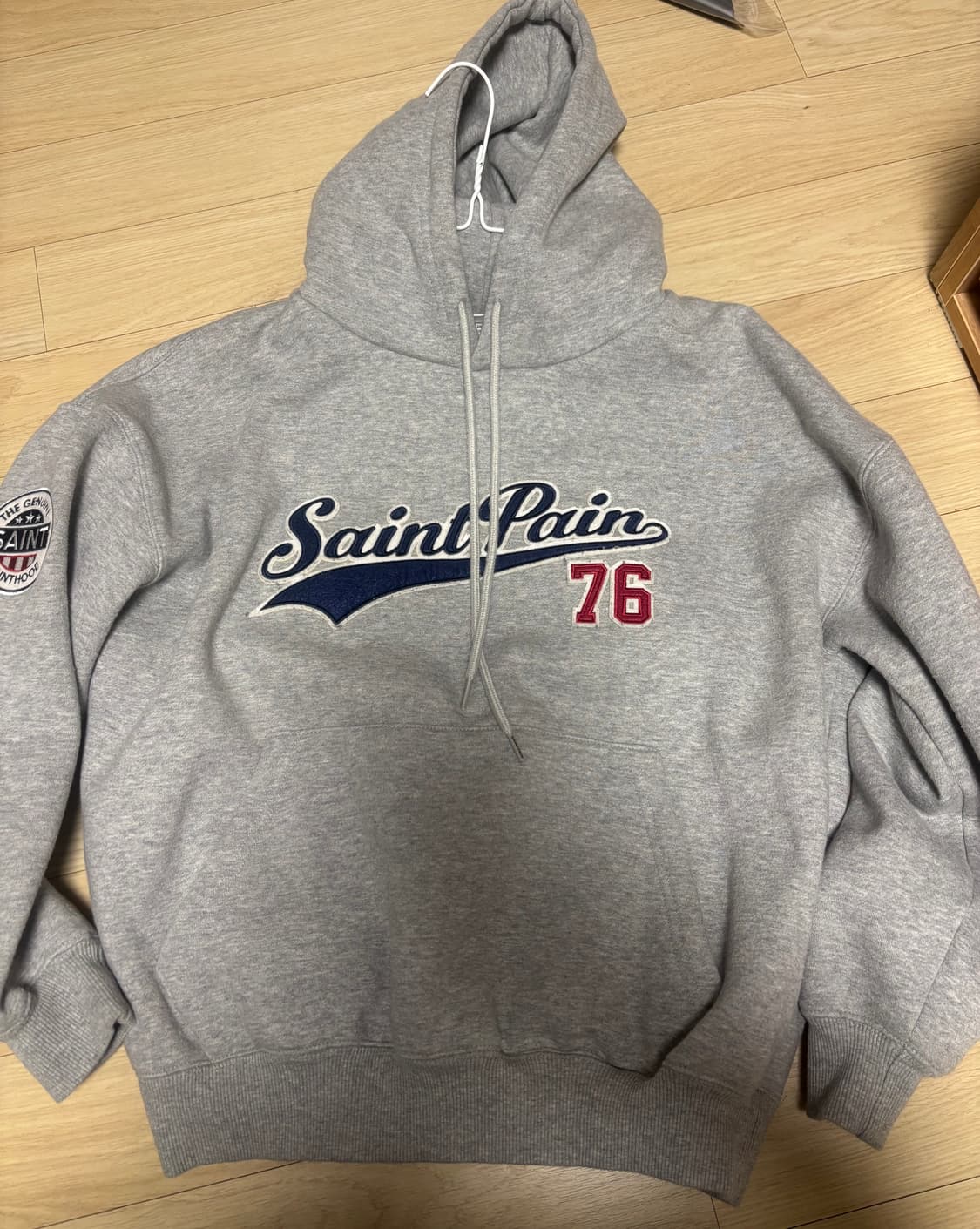 세인트페인 SP 팀 로고 후드-멜란지 그레이 상품이미지3