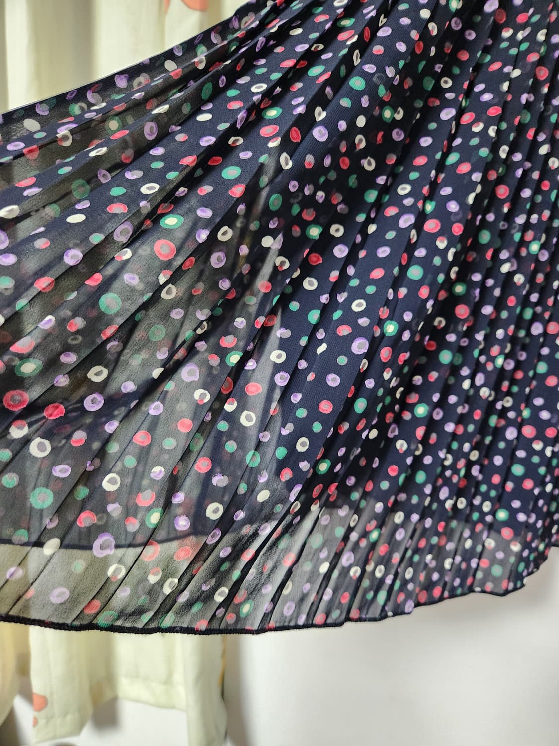 illou 시스루 도트 플리츠 원피스M 상품이미지6