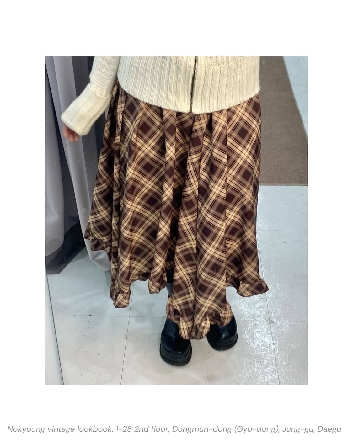 브라운체크 언발란스 롱치마 일본빈티지 🤎 상품이미지2