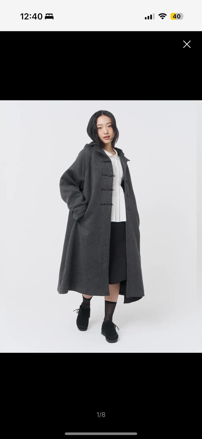 Hoodie long duffle Coat CHARCOAL 미세키서울 상품이미지2