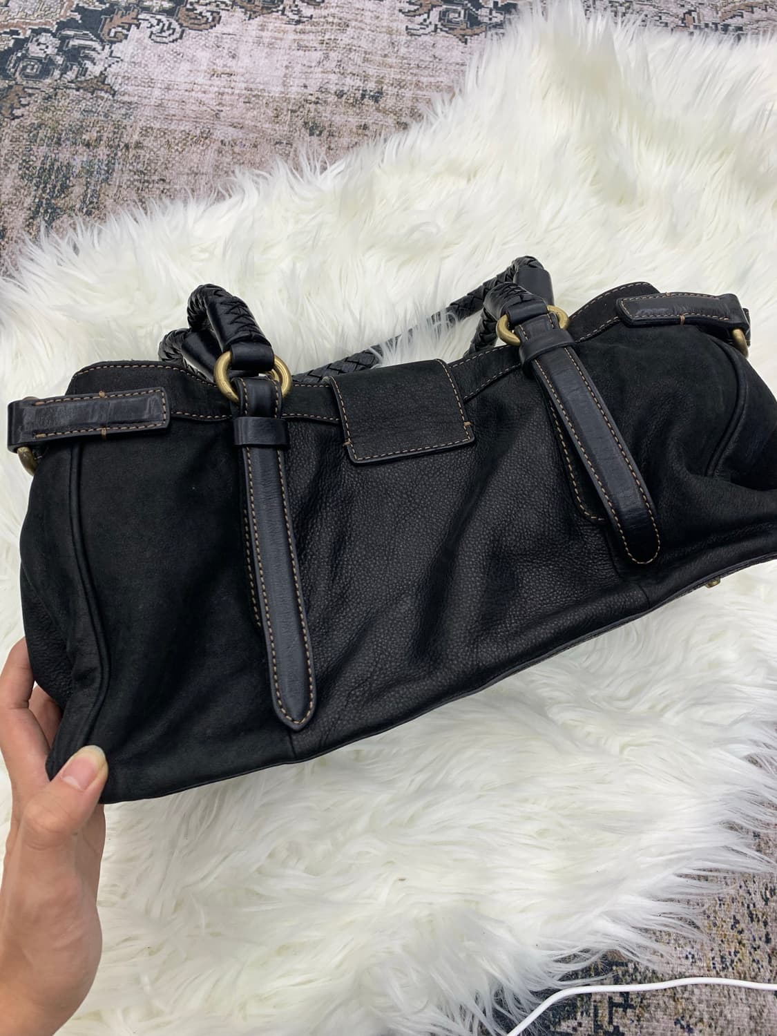 Black leather pocket shoulder bag   상품이미지3