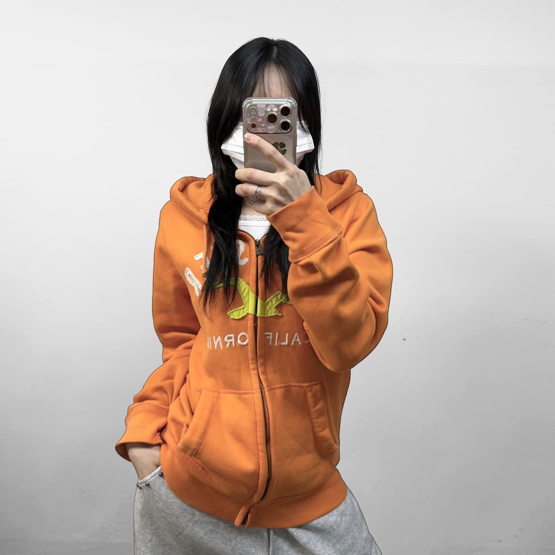 홀리스터 아치 로고 후드집업 오렌지 상품이미지1