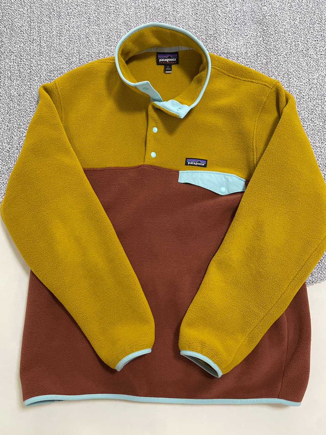 [XL] 파타고니아 신칠라 플리스 머스타드 투톤 브라운 아노락 풀오버 상품이미지1