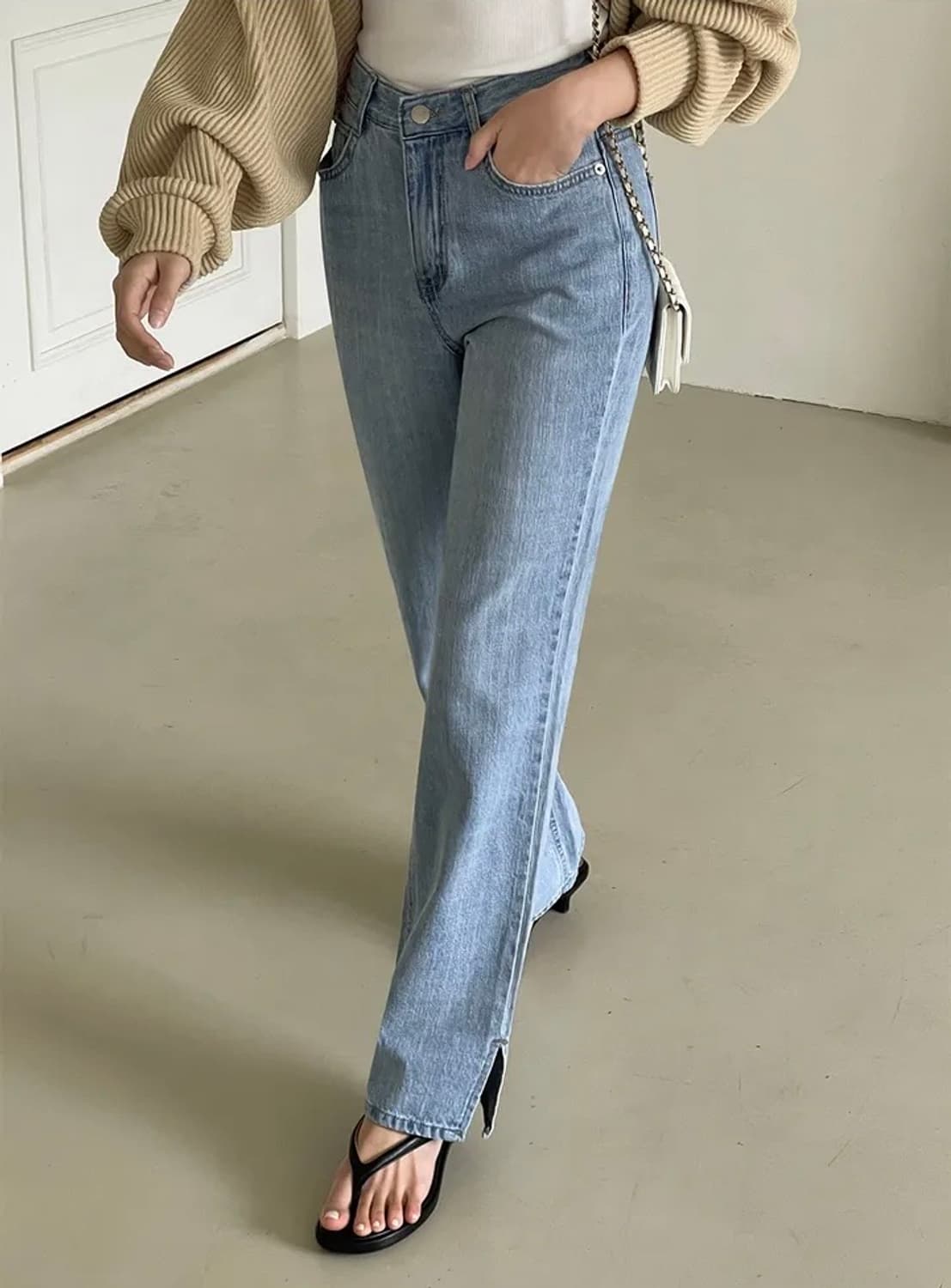 라이크유 티롭 트임 연청일자팬츠m 상품이미지2