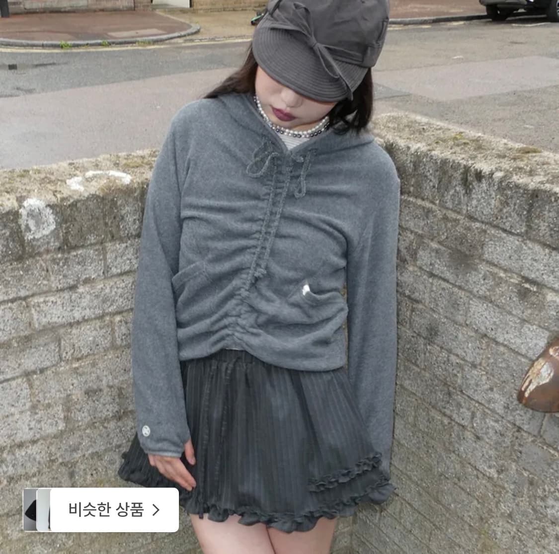 타입서비스 후드 플리스 차콜 상품이미지2