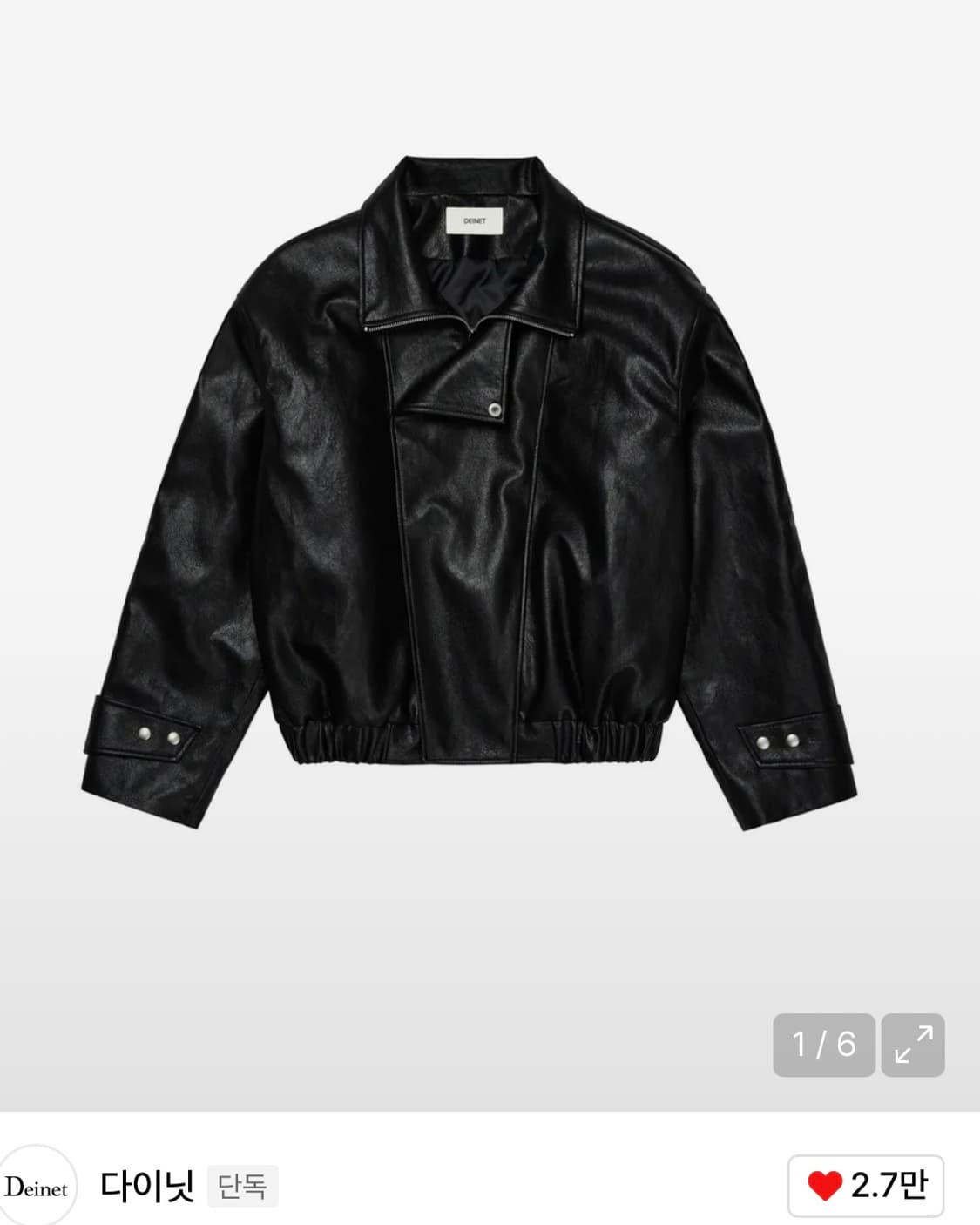 다이닛 FAUX LEATHER BOMBER JACKET IN BLACK 상품이미지1