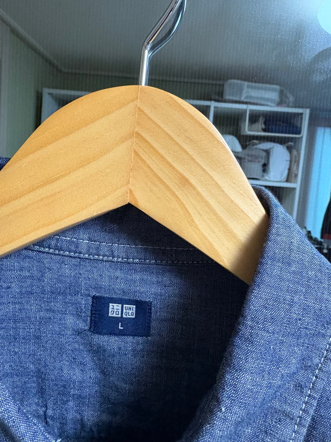 유니클로 샴브레이 셔츠 블루67 L 상품이미지3